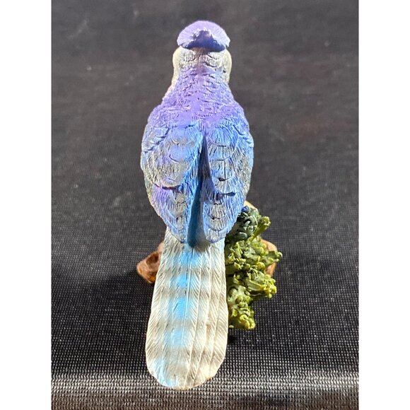 BIRD Figurine Blue Jay on Log Resin Home Decor Resin 3  inch - Picture 4 of 6